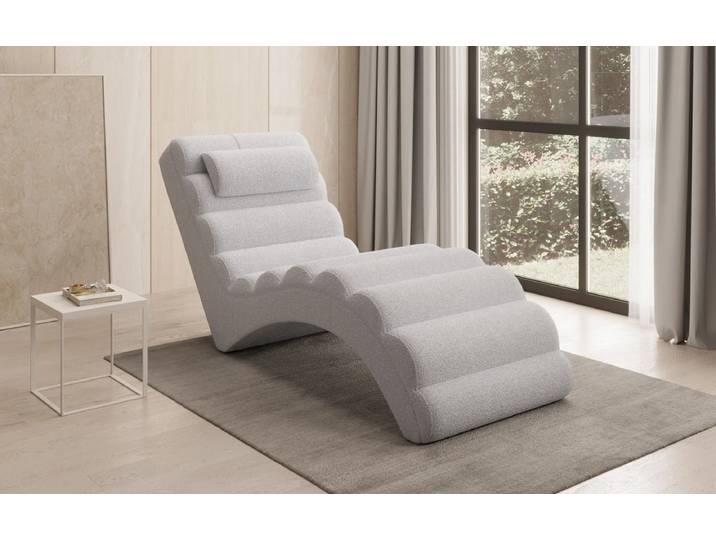 Designer Relax-Liege Malina in Bouclé - Weiß - Bouclé - Luxusbetten24