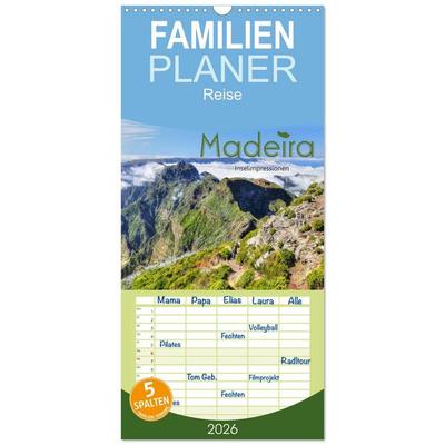 Familienplaner 2026 - Wildes Madeira - Inselimpressionen mit 5 Spalten (Wandkalender, 21 x 45 cm) CALVENDO