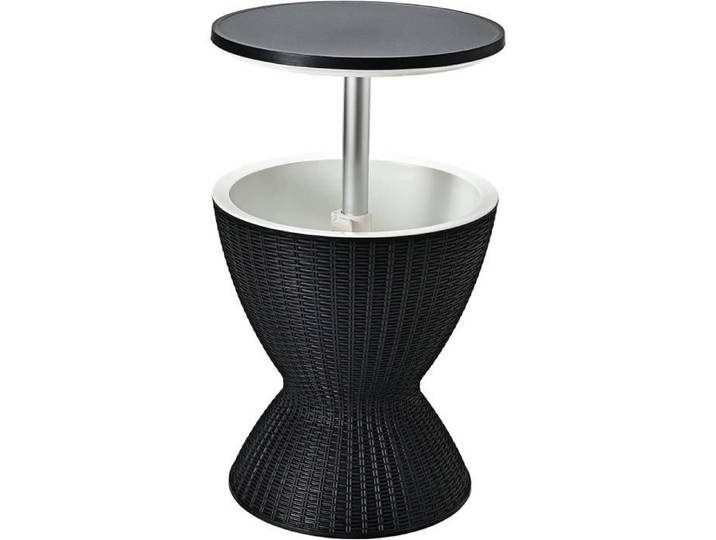 RELAX4LIFE Cool Bar Seau à Glace 30L Table Relevable de Cocktail Ø43cm Bouchon de Drainage pour Piscine/Terrasse/Patio Noir