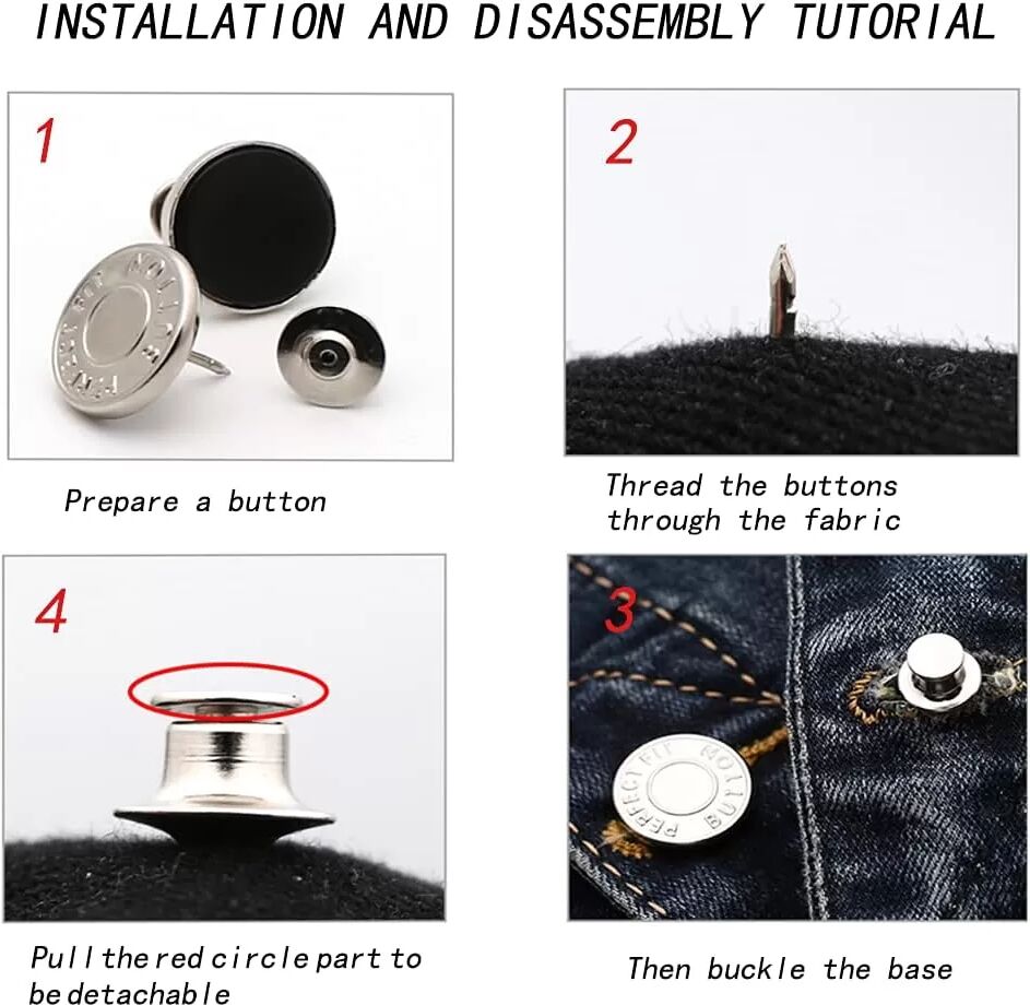 INF Abnehmbare Jeansknöpfe im 10er-Pack Modische Jeans