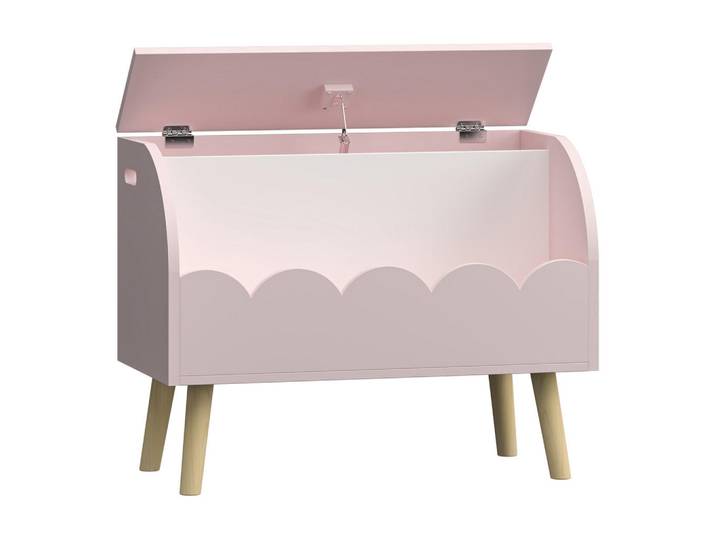 [en.casa] Spielzeugkiste Vestnes, Rosa, Weiß, Holzwerkstoff, Rechteckig, 30x60 cm, Baby- und Kindermöbel, Babyzimmer, Spielzeugkisten