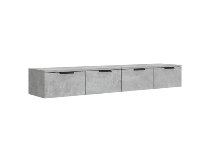 HKTMGDNG Wandschrank 2er Set Betongrau 68x30x20 cm Holzwerkstoff Platzsparende Wandmontage fuer Wohnzimmer und Flur mit zwei Schubladen fuer geordnete Aufbewahrung.