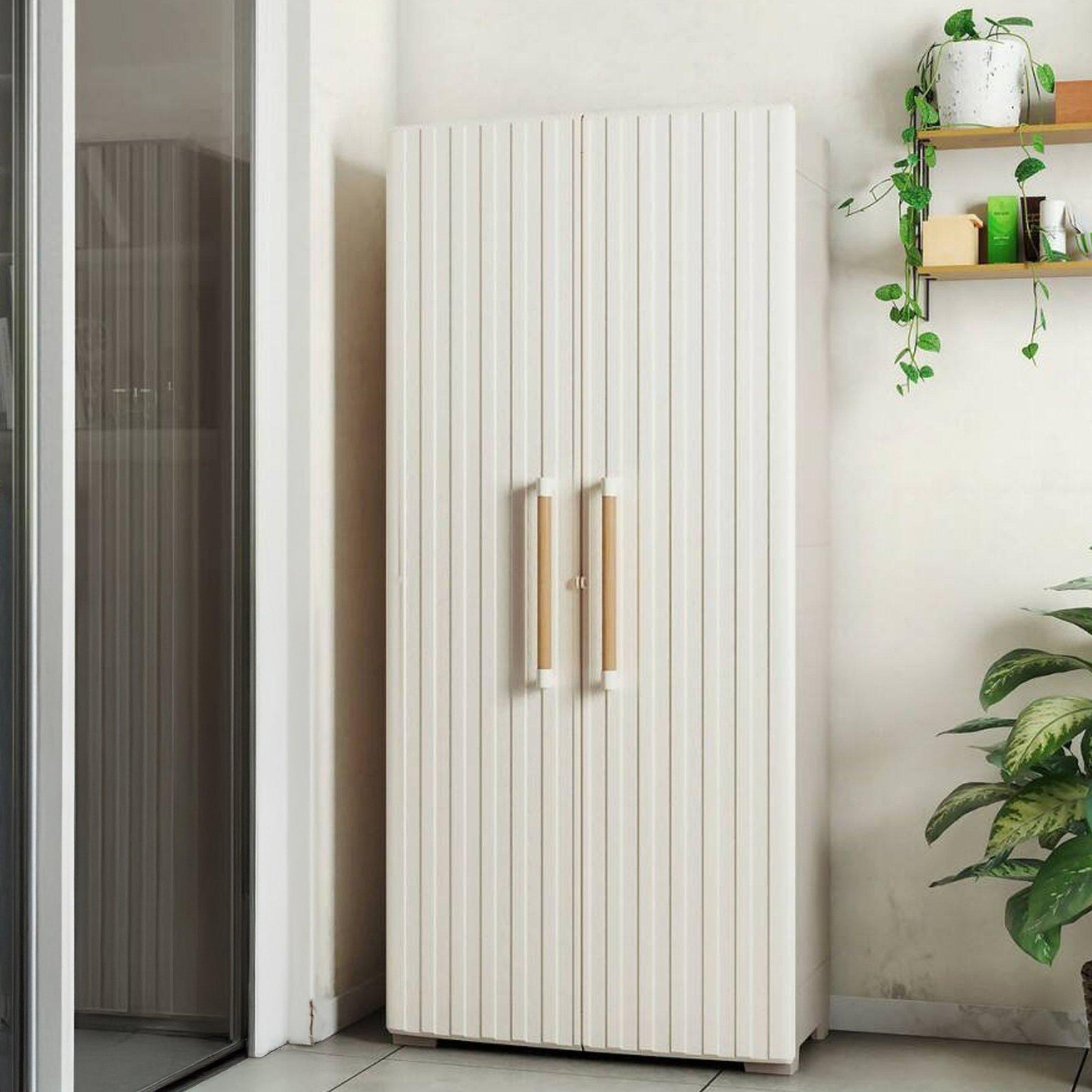 Keter Groove Alto Tuinkast, bruin en beige, 2 deuren en 3 planken