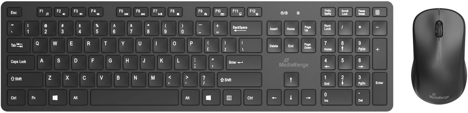 MediaRange Tastatur-Maus-Set kabellos MROS107 schwarz