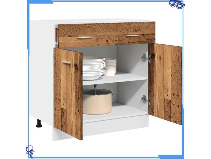 Armoire à tiroirs - 80x46x81 5 cm - Bois d'ingénierie - Noir - Complément Parfait à Votre Décoration - Pour Cuisine