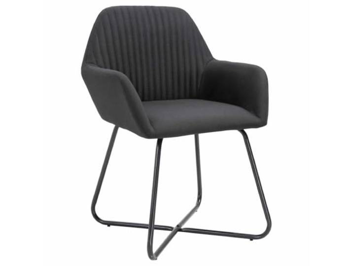 POUFGDR 6 Essstühle, Schwarz, aus Stoff, mit Armlehnen Weicher Sitz, Rückenlehne, Armlehnen, Beine aus pulverbeschichtetem Stahl, Stabilität, Haltbarkeit, Esszimmer, Wohnzimmer