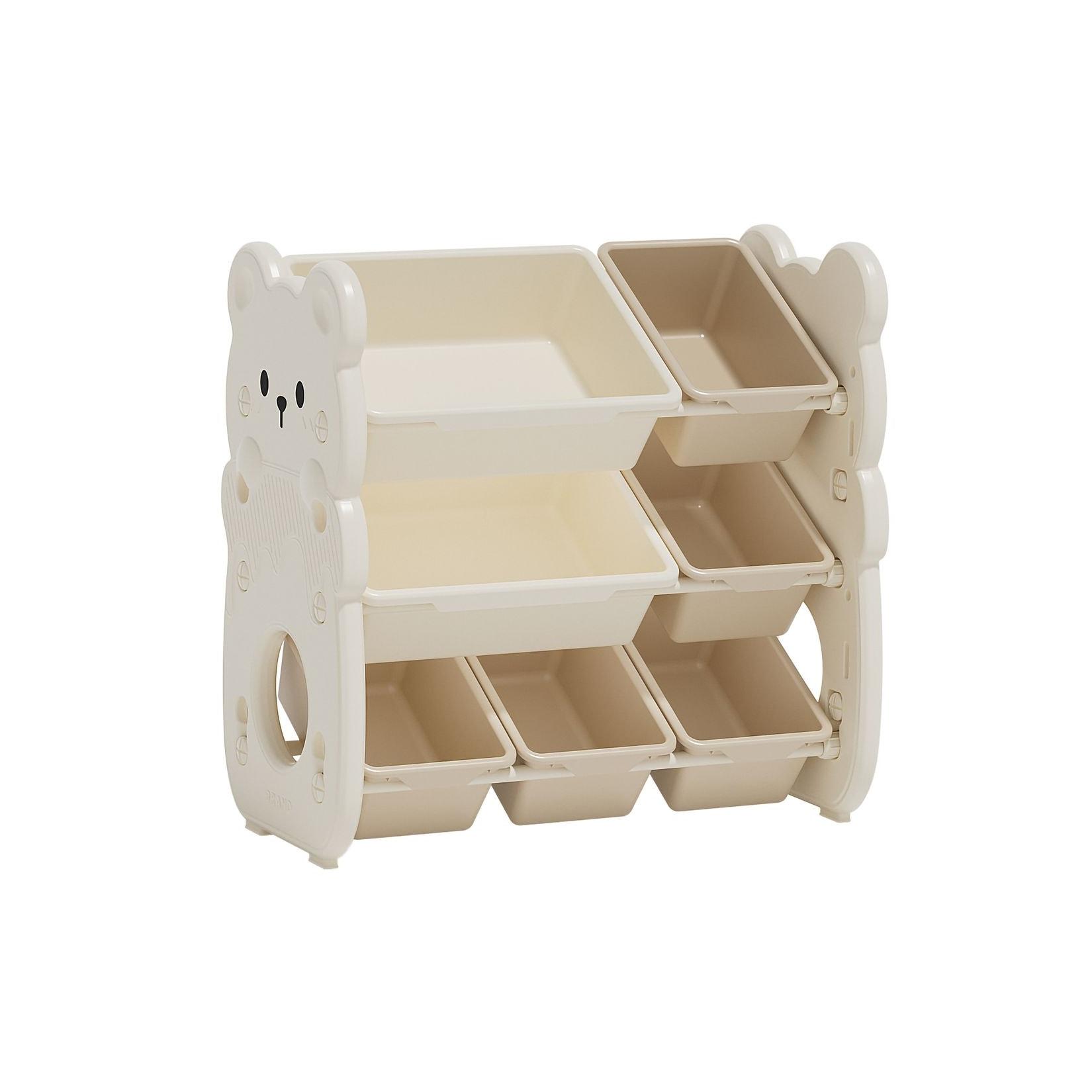 Moni Kinder Aufbewahrungsschrank 66 x 38,5 x 67 kleiner Bär 7 Aufbewahrungsboxen beige