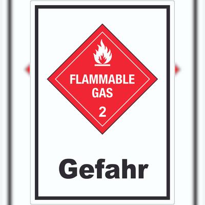 HB-Druck Aufkleber Entzündliche Gase Gefahr Flammable Gas Flamme A5 (148x210mm)