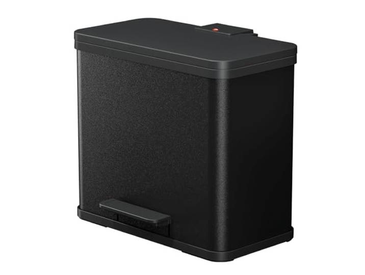 Hailo Öko duo Plus L Tret-Mülltrenner - freistehender 17+9 Liter Doppelmülleimer aus Stahlblech - Mülltrennsystem mit soft close Deckel - 2-fach Abfalltrenner für die Küche - Schwarz