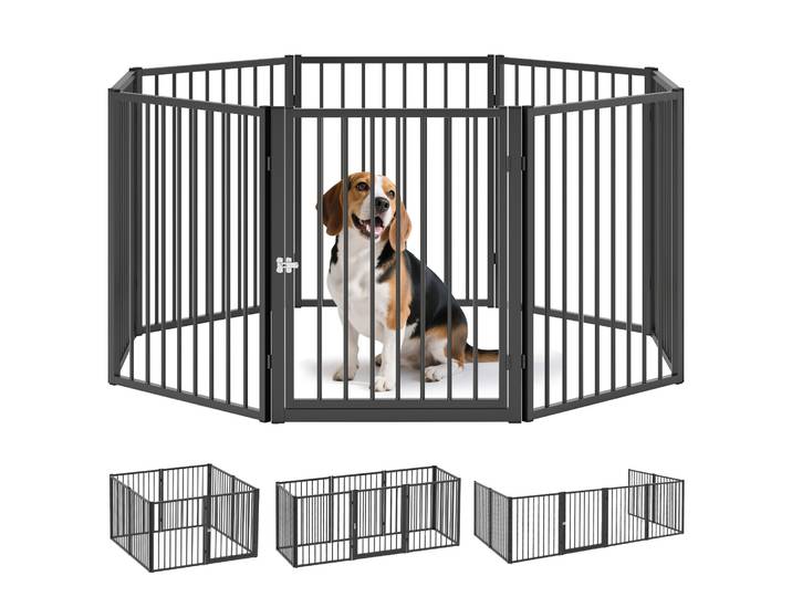 PawHut Parc pour chien, parc pour animaux, 8 panneaux, clôture portable pliable, sécurisé, noir