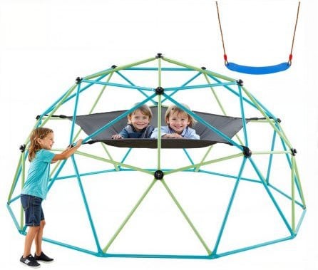 VEVOR Klimkoepel Geometrisch Klimrek met Schommel en Hangmat, Blauw en Groen, Breedte: 305 cm