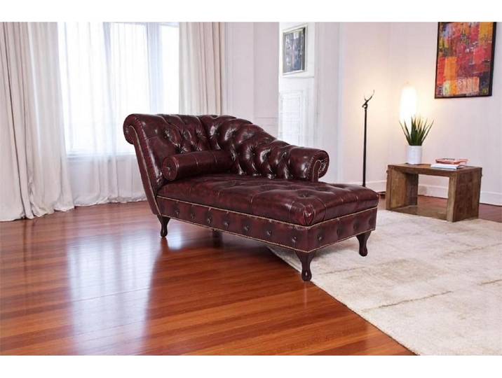 Chesterfield Leder Chaise Lounge Sofa Dustin Deluxe Chaiselongue Salottini Liege rot