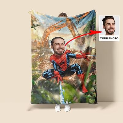 Superhelden-Decke personalisierte Spinnen-Decke mit Bild maßgeschneiderte Wurfdecke für Jungen Valentinstag Geburtstagsgeschenk für Superhelden-Liebhaber