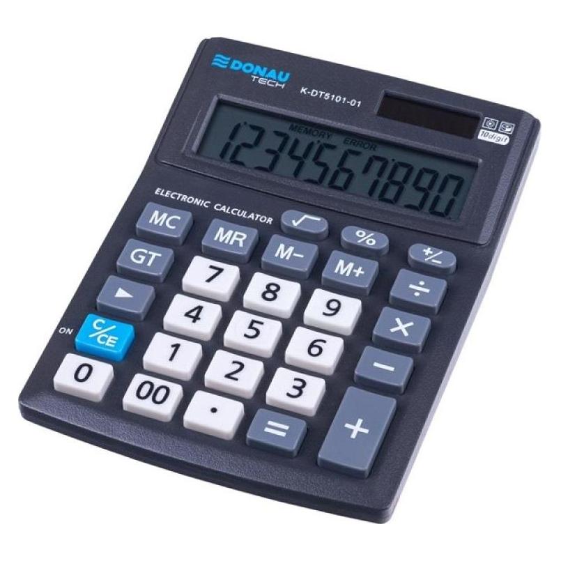 Donau Bürorechner tech, 10-stellig, anzeige, masse 137x101x30mm, schwarz (Batteriebetrieb, Solarenergie) (K-DT5101-01)