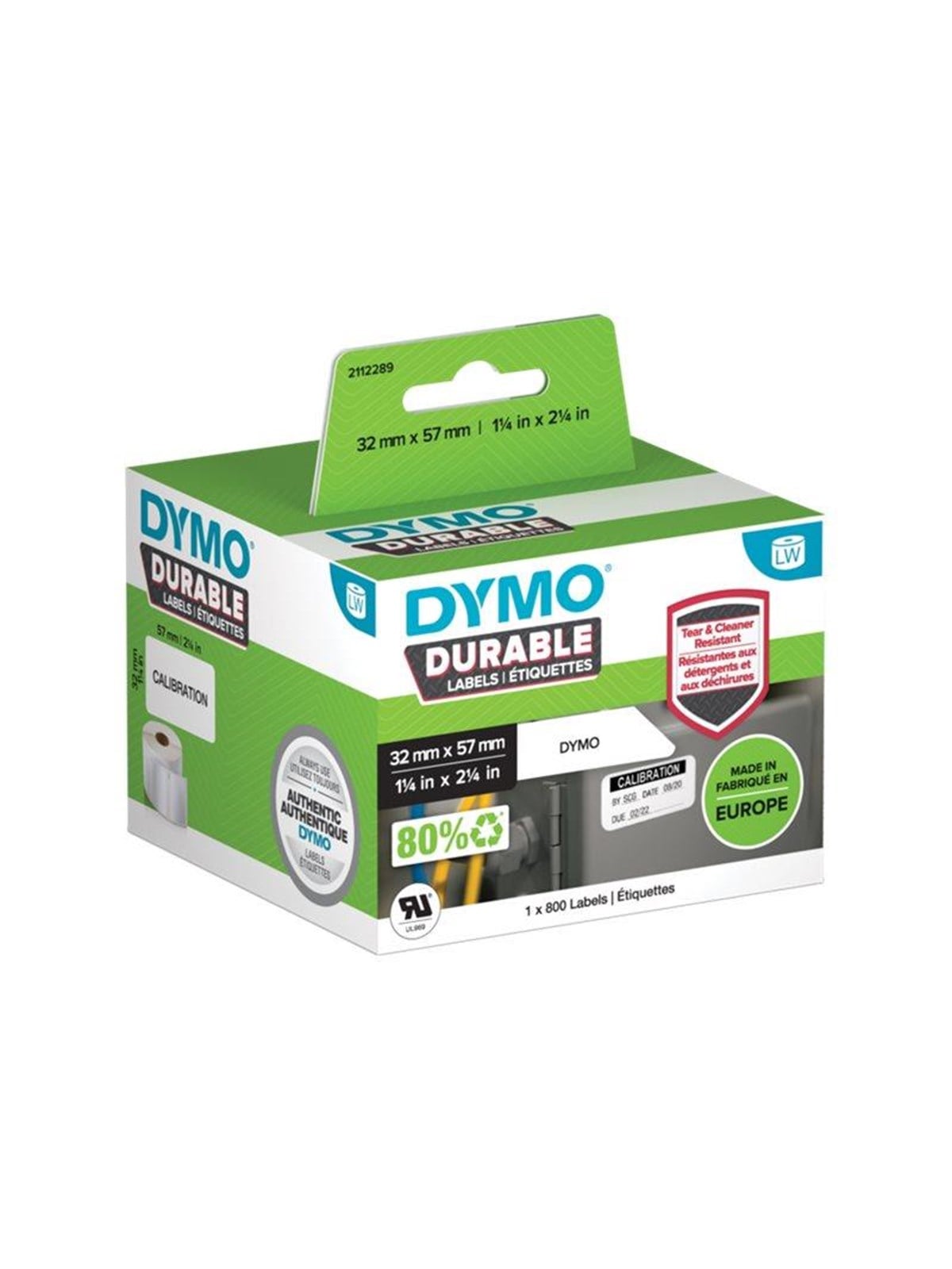 DYMO LabelWriter Hochleistungs-Etiketten | 32 mm x 57 mm | weißes Kunststoff-Etikett | Rolle mit 800 Etiketten