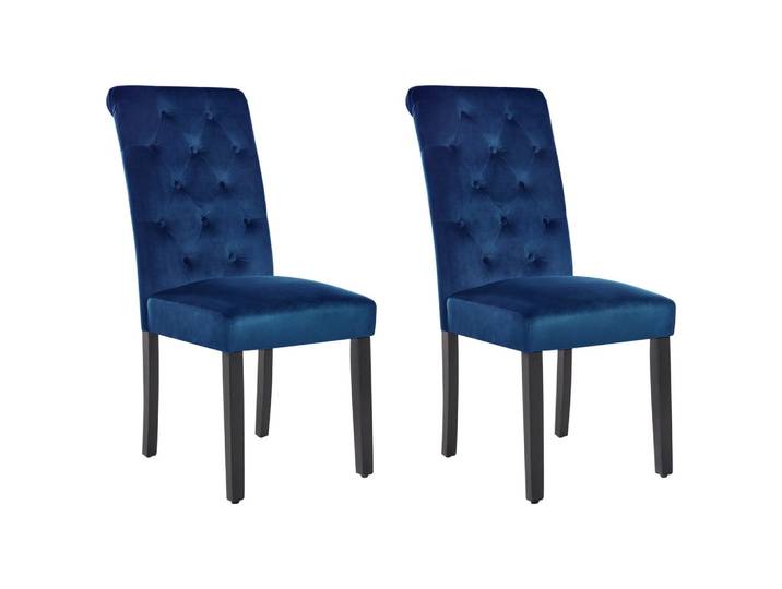 ESSZIMMERSTUHL 2er-Set Samtstoff Dunkelblau Velva