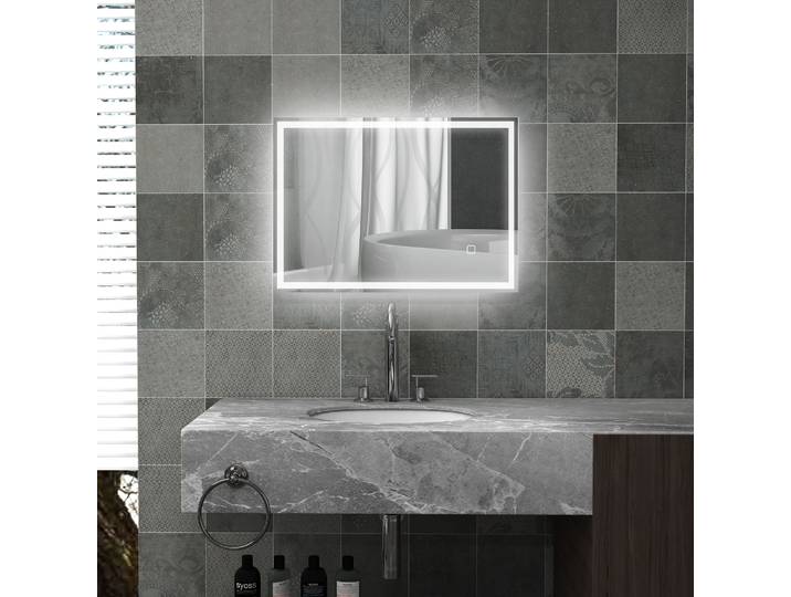 HOMCOM Miroir de salle de bain Miroir mural LED. Interrupteur tactile, Blanc