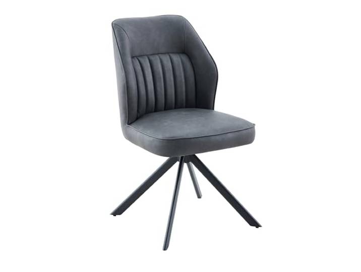 Hela Tische, Drehstuhl Esszimmerstuhl Prizzi, 360° drehbar, Kunstleder Anthrazit,Rücken ergonomisch,Metall-Stativgestell oval,120kg belastbar