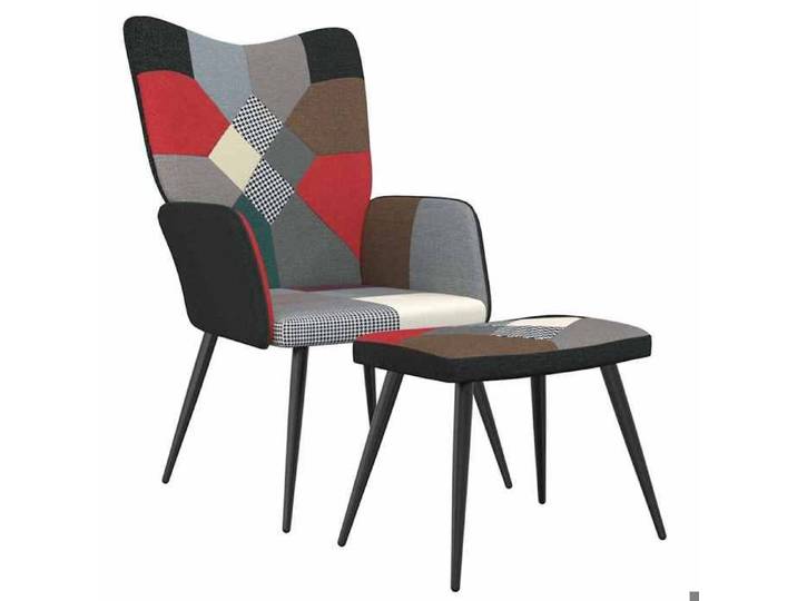 SALE 2026  Fauteuil Chaise de relaxation Multicolore - Chaise de relaxation avec tabouret Patchwork Tissu 7431554036344