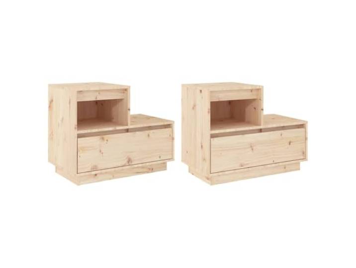 GHVBNMF 2er Set Nachttische Massivholz Kiefer 60x34x51 cm Beistelltisch Praktisches 2er-Set Nachtkommoden fürs Schlafzimmer mit Schublade, offenem Fach und flexibler Seitenmontage.