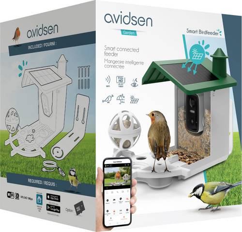 Avidsen Futterhaus 2l Vögel (bzw. Wildvögel) Grün, Grau, Weiß 2-Liter-Körnerbehälterer, Halter für eine Fettkugel, kleinen