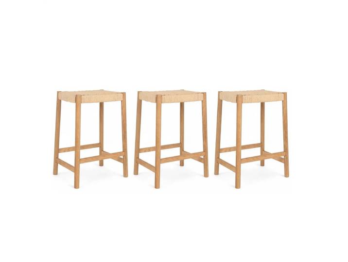 3er Set Barhocker Ida - Geflechtsitz, Wildeiche