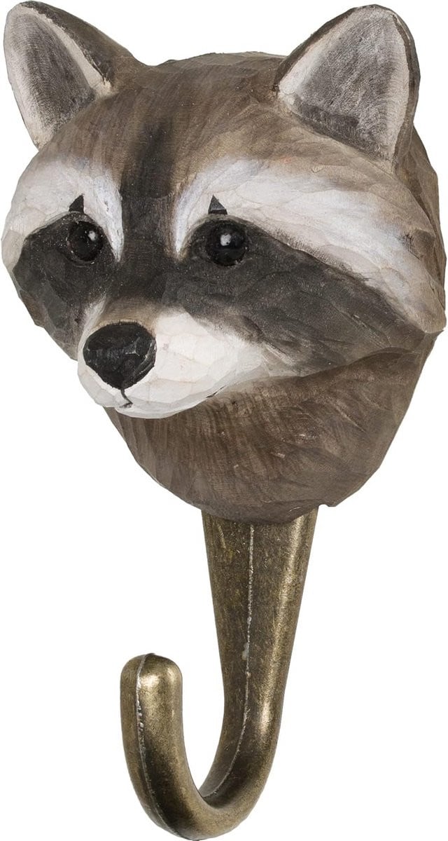 Handgesneden Houten Wandhaak met Dierenfiguur voor Binnen en Buiten