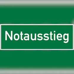 Rettungszeichen, Wortschild Notausstieg - 300x105 mm Folie selbstklebend, nachleuchtend