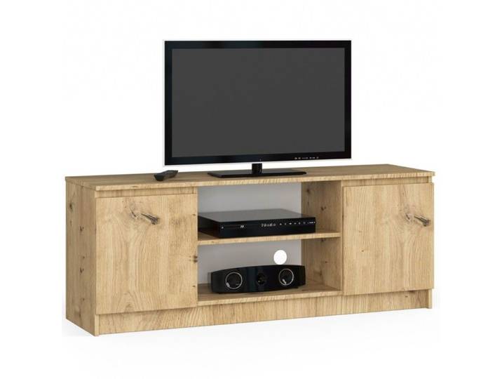 Meuble TV - AKORD - Chêne Artisan - 140 cm - 2 portes - 2 étagères