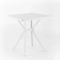 RATTATAN Gartentisch LUCAS 70x70, quadratisch, aus mit Glasfaser verstärktem Harz, robust und langlebig, ideal für Gärten, Bars und Restaurants – Weiß