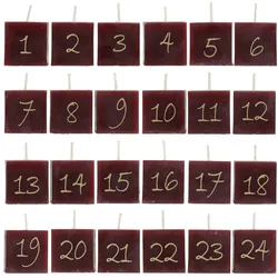Chic Antique Adventskalender Kerzen 24 Stück, H3,5/L3,5/B3,5 cm antique cherry