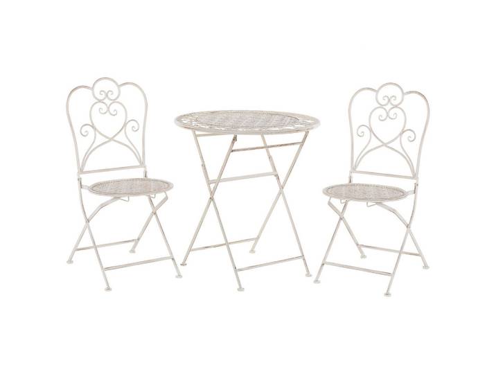 BALKONSET 2-Sitzer Klapptisch Metall beige Trieste