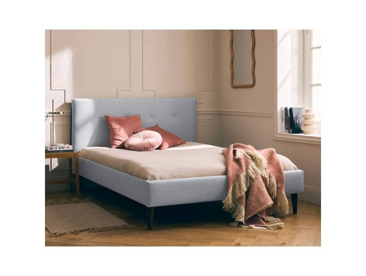 Monet - lit queen size - 160x200 - sommier inclus - en tissu - Gris
