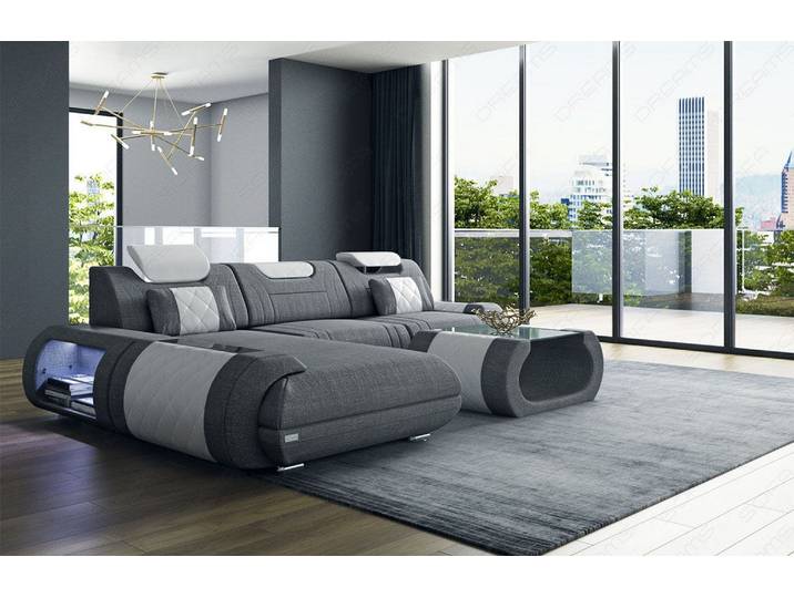 Couch Rimini L-Form in Stoff
