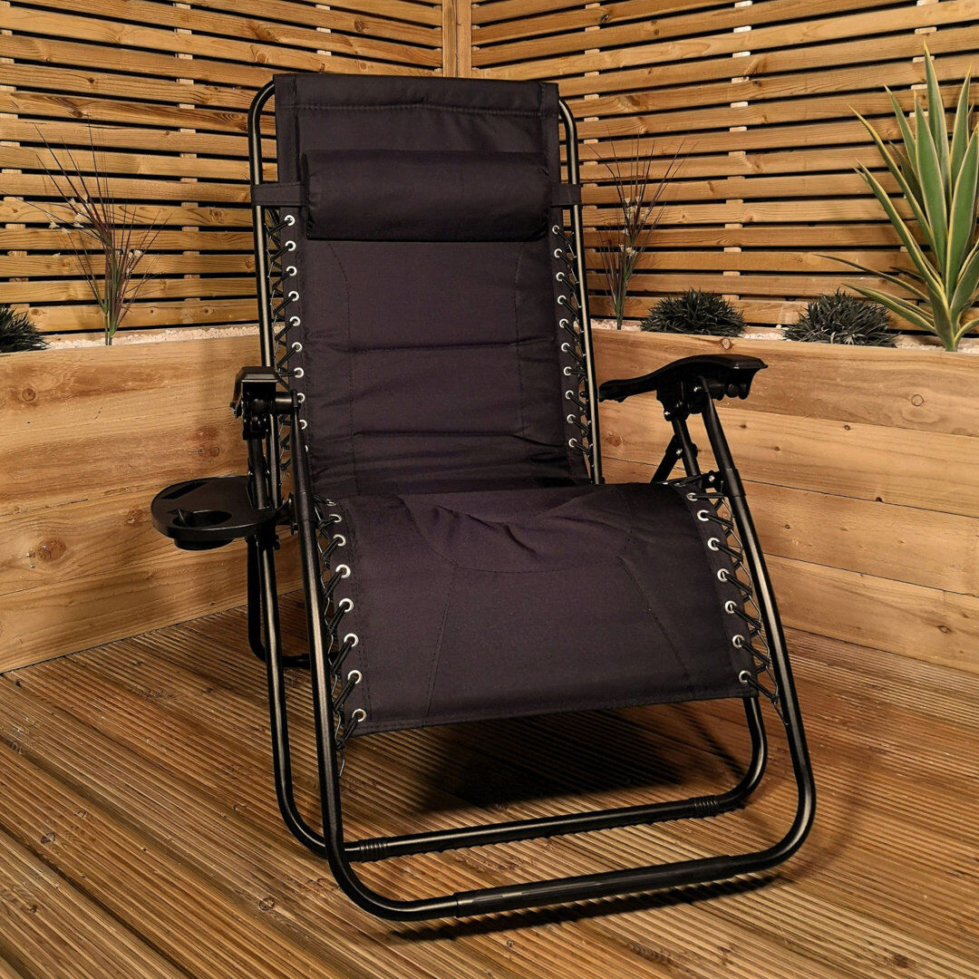 Samuel Alexander Metal Outdoor Lounge Chair Black 89cm H X 150cm W X 58cm D