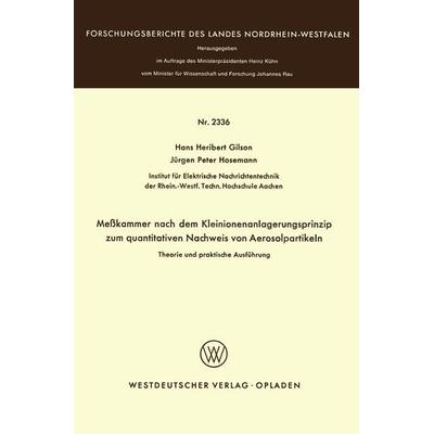 Meßkammer nach dem Kleinionenanlagerungsprinzip zum quantitativen Nachweis von Aerosolpartikeln Theorie und praktische Ausführung, Taschenbuch von