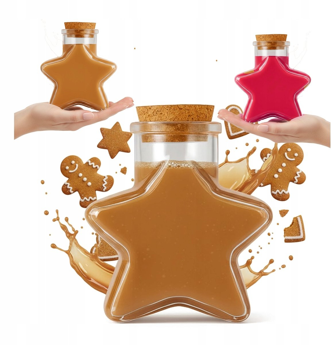 Bimberek STAR Serie Decoratieve Glazen Fles met Stervorm en Kurkstop - 280ml