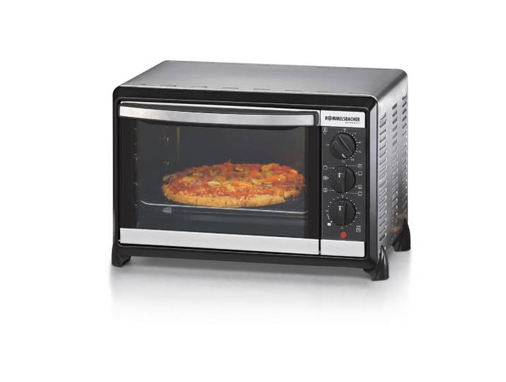 Rommelsbacher Minibackofen, Schwarzchrom, Metall, 44x28.5x33.5 cm, Grüner Punkt, RoHS, CE, herausnehmbares Krümelblech, Timer, Innenbeleuchtung, Küchengeräte, Sonstige Küchengeräte