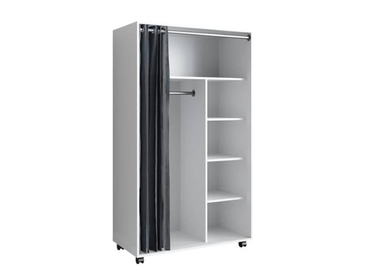 Vicco Kleiderschrank Doros, Weiß, 100 x 168 cm mit Rollen zur flexiblen Platzierung im Raum