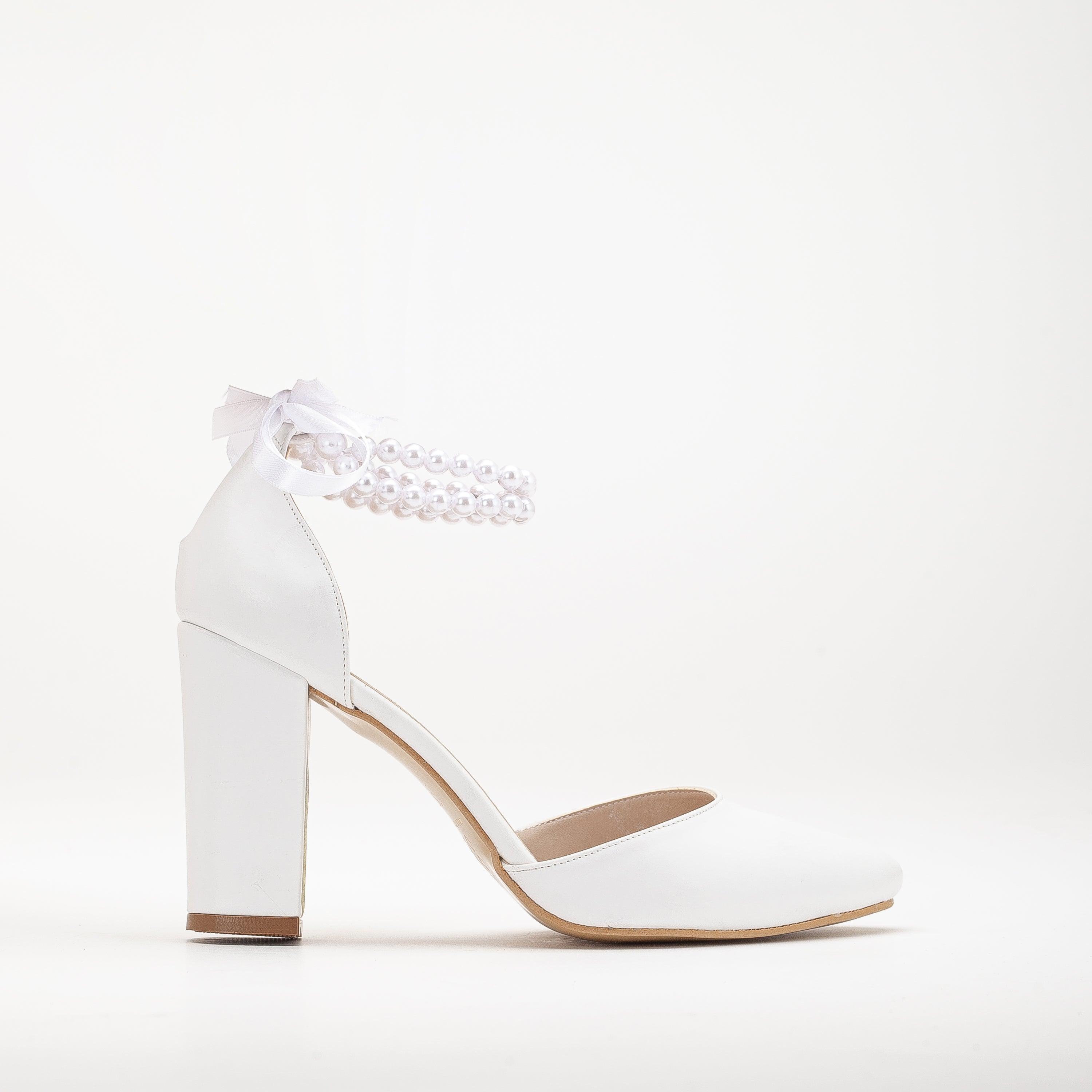 Denise Hochzeitsabsätze mit Perlen