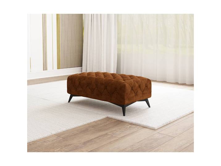 Polsterhocker I 120cm Braun Microfaser Priya: Cognac