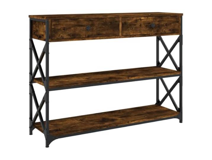 Heofavd Konsolentisch Räuchereiche 100x28x75 cm Holzwerkstoff Metall