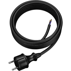 Anschlusskabel 5m IP44 mit geradem Stecker 250V 16A 2x1,5 mm2 H07RN-F PP-40H Schwarz W-97201