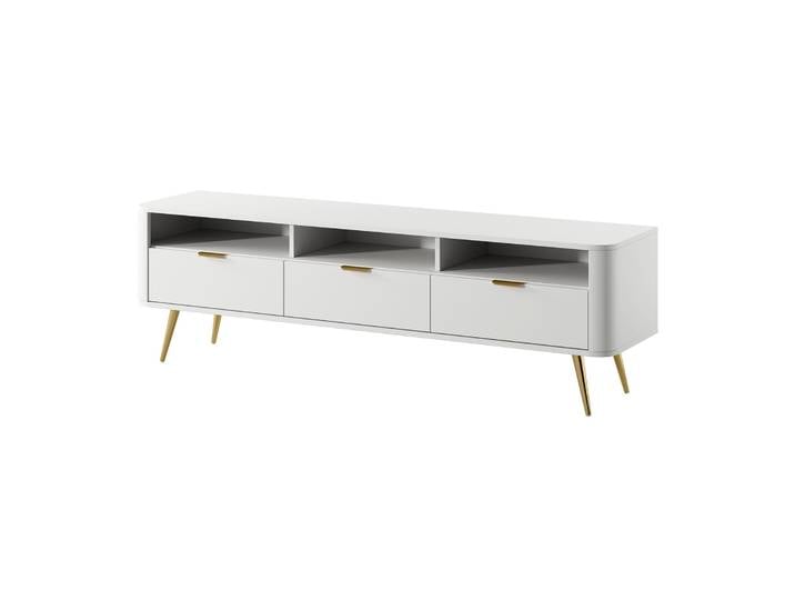 Ovaler TV-Schrank 160 cm mit Nischen Weiß