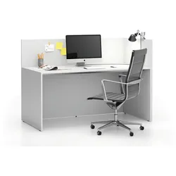Büroschreibtisch-Set für rechte Ecke SEGMENT, mit Sichtschutz, weiß/weiß