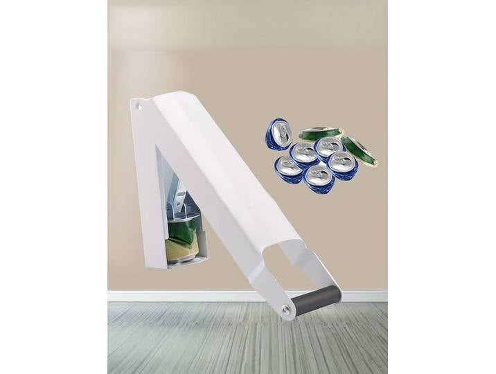 1 écraseur de canettes mural en métal blanc, compacteur de canettes robuste pour canettes de soda, de bière et de bouteilles en aluminium