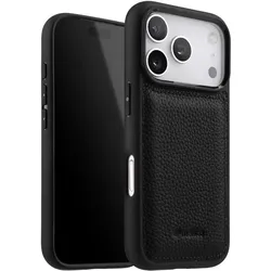 Melkco Verstärkte Schutzhülle für das iPhone 17 Pro aus genarbtem Leder mit erhöhten Kanten (Apple iPhone 17 Pro), Smartphone Hülle, Schwarz