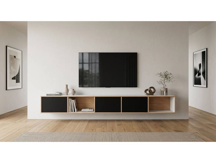Lowboard mit Wandhalterung – TV-Board - Wandkommode Multiplex Multiplex Weiß