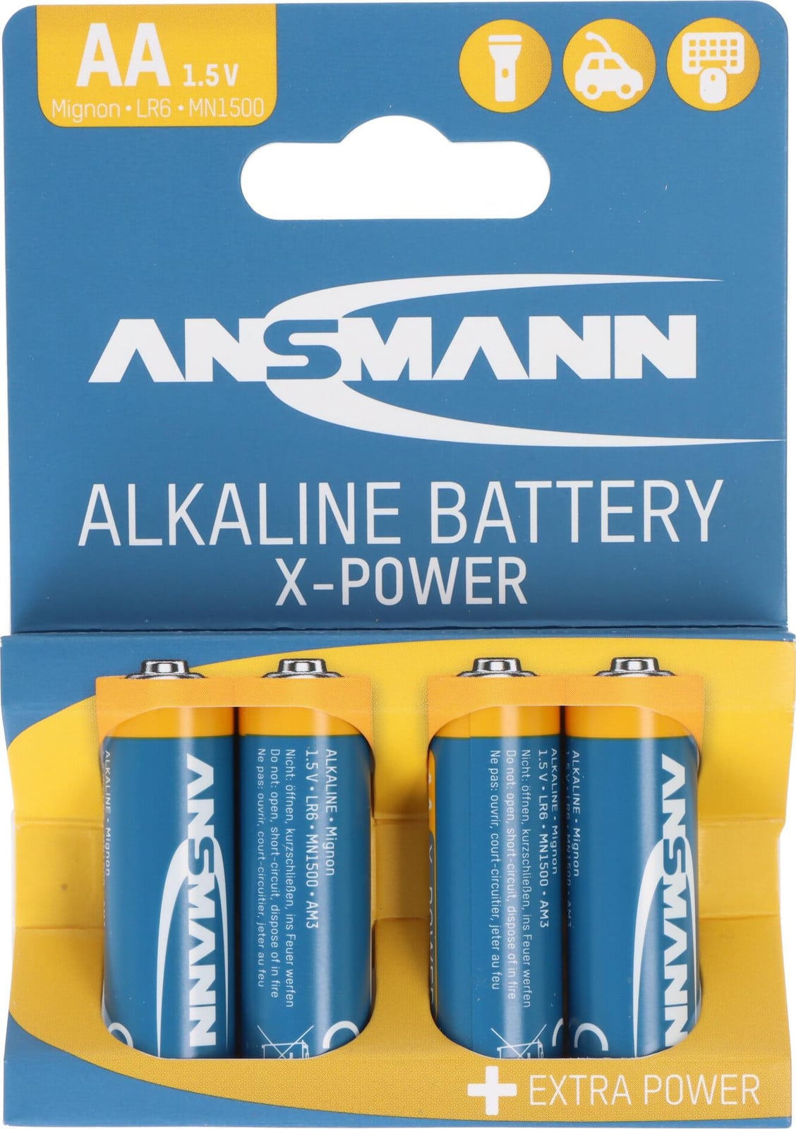 Ansmann X-Power alkaline batterijen Mignon AA LR6, 4 stuks