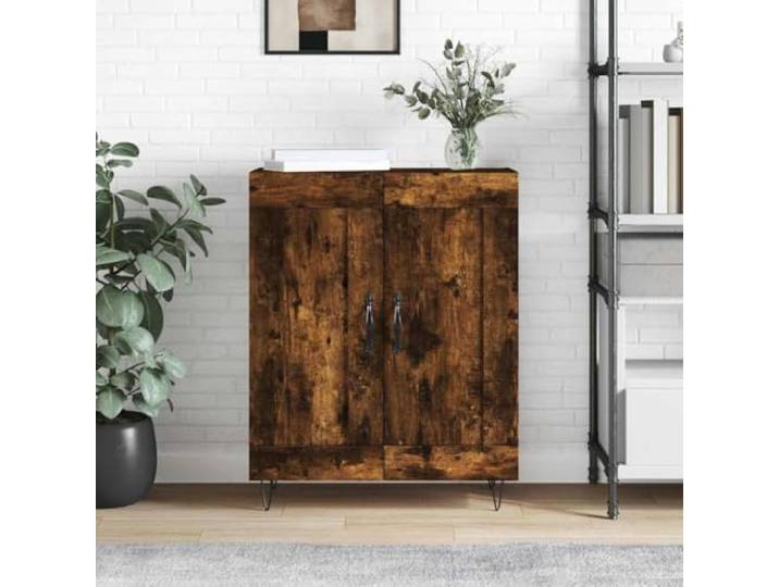 RJPLMFV Anrichte Eiche rauchfarben, 69,5 x 34 x 90 cm, Holz Aufbewahrung für Schrank, Wohnzimmer, feuchtigkeitsbeständig, Wandbefestigung inklusive, Regal-Anzeige, Dekor